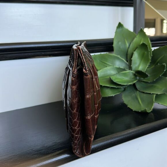 Vintage 1940s genuine crocodile embossed clutch wristlet handbag collectors rare - Picture 7 of 13